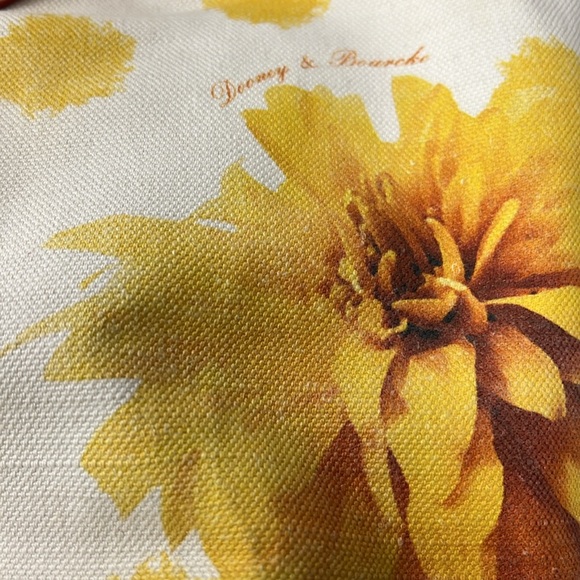 🦆 DOONEY & BOURKE YELLOW FLORAL DAHLIA VARIABILIS SHOPPER TOTE CANVAS LEATHER - Picture 5 of 10